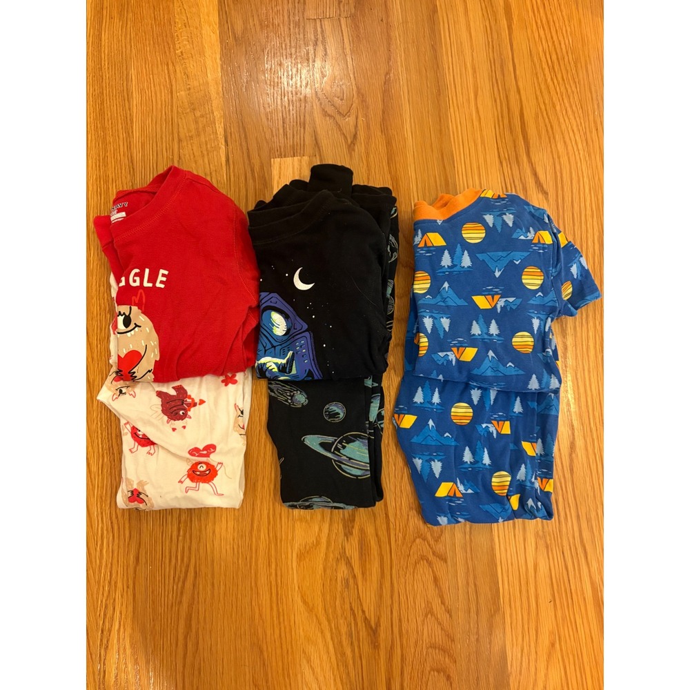 Old Navy & Kirkland Boys Pajama Set Bundle Size 8 Space Monster Mountain 3pk